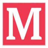 Sticker Initiales Monogrammes Rouge Blanc Gras Nom personn (Devant)