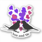 Sticker Inséparables de coeur violet Valentine (Devant)
