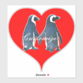 Sticker Inséparables Penguin Couple Red Heart Thunder_Cove (Feuille)