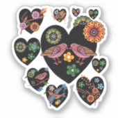 Sticker Inséparables Scandinaves Folk Art Saint Valentin (Recto)