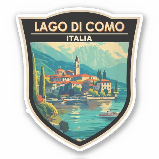 Sticker Insigne d'art de voyage Lago di Como Italia (Devant)