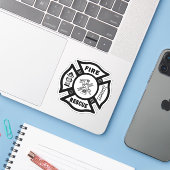 Sticker Insignes de Secourt de pompier (Ordinateur portable avec iPhone)