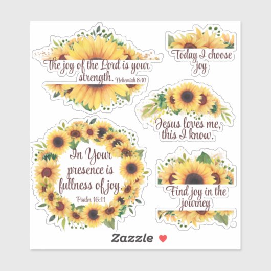 Sticker Inspiration Christian Joy Écriture Sunflowers S (Feuille)