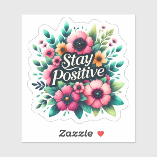 Sticker Inspiration florale pour des vibrations positives (Feuille)