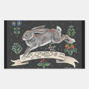 Sticker Inspirationnel Lièvre de lapin Floral noir