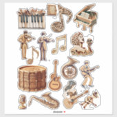 Sticker instruments musicaux musiciens papier artisanat (Feuille)