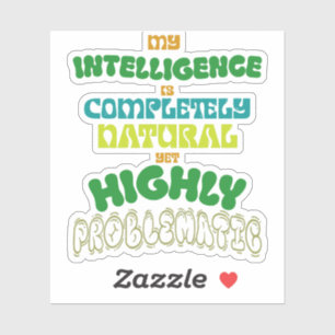 Sticker Intelligence Naturelle Drôle Typographie Vintage