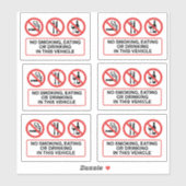 Sticker Interdiction de fumer, de manger et de boire (Feuille)