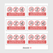 Sticker Interdiction de fumer, de manger et de boire (Feuille)