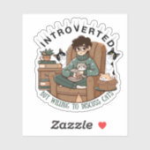 Sticker introverti mais prêt à discuter de chats (Feuille)