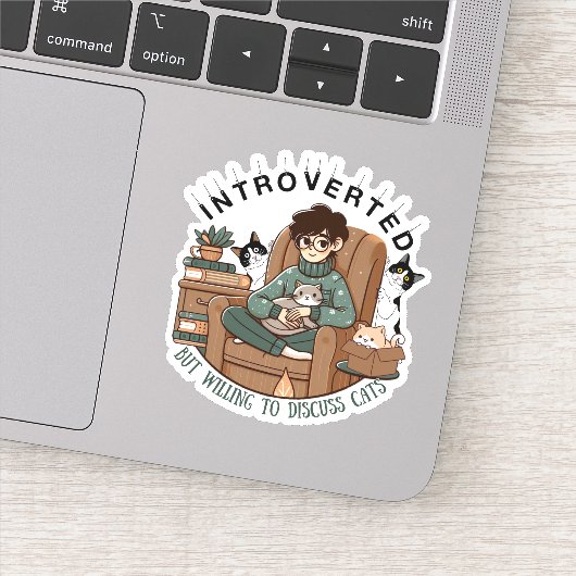 Sticker introverti mais prêt à discuter de chats (Détail)