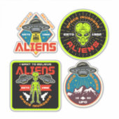 Sticker Invaders Aliens Ensemble de 4 ensembles d'extrater (Devant)