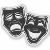 Sticker Inverted Black And White Comedy And Tragedy Masks (Devant)