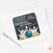 Sticker Invitation Blue Bowling Party (Enveloppe)