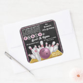 Sticker Invitation de la partie de Bowling rose (Enveloppe)