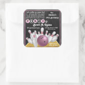 Sticker Invitation de la partie de Bowling rose (Sac)