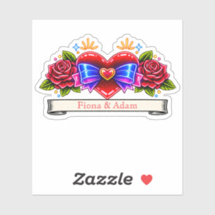 Sticker Invitation de style tatouage néon en forme de cœur