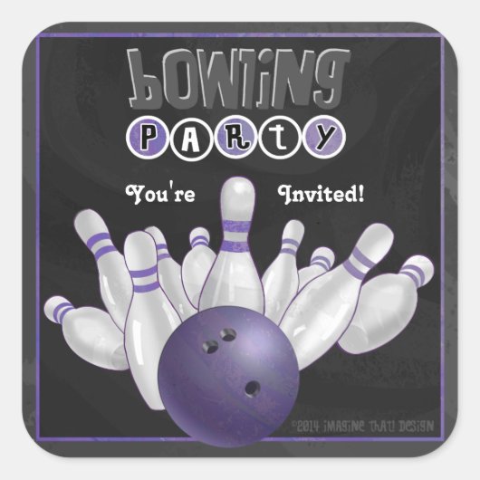 Sticker Invitation tendance de la partie de Bowlin (Devant)