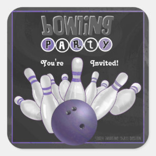 Sticker Invitation tendance de la partie de Bowlin