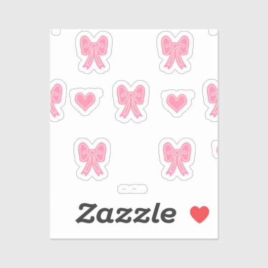 Sticker iPhone / iPad case Cute Pink Bows and Hearts Coque (Feuille)