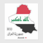 Sticker Irak Drapeau Charme Carte Patriotique (Feuille)