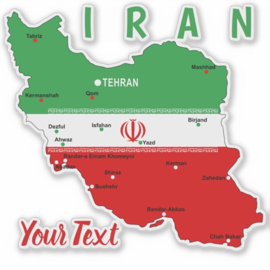 Sticker Iran Map with Flag and Emblem (Devant)