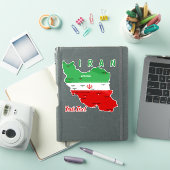 Sticker Iran Map with Flag and Emblem (Couverture iPad)