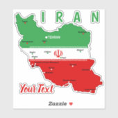 Sticker Iran Map with Flag and Emblem (Feuille)