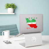 Sticker Iran Map with Flag and Emblem (Ordinateur portable sur le bureau)