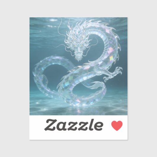 Sticker Iridescent Water Dragon Art Fantasy Dragon Design  (Feuille)