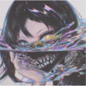 Sticker Iridescente Anime Horreur : Monstre Sourire Liquid (Devant)