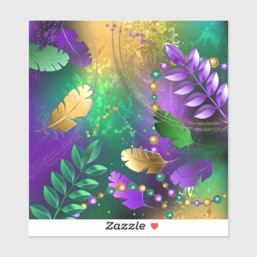 Sticker Iridescente mardi gras arrière - plan avec perles (Feuille)