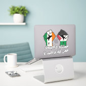 Sticker Irlande Solidarité Palestine Premier texte arabe (Ordinateur portable sur le bureau)