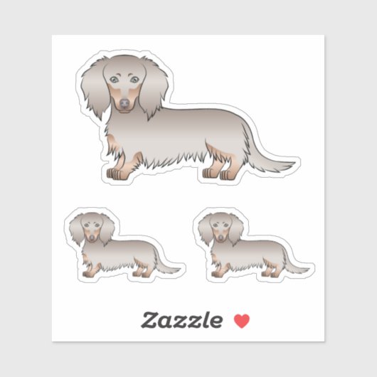 Sticker Isabella Et Tan Long Cheveux Dachshund Chiens De D (Feuille)