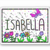 Sticker Isabella - Le nom Isabella Dessin fantaisiste (Devant)