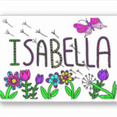 Sticker Isabella - Le nom Isabella dessin lunique (Devant)