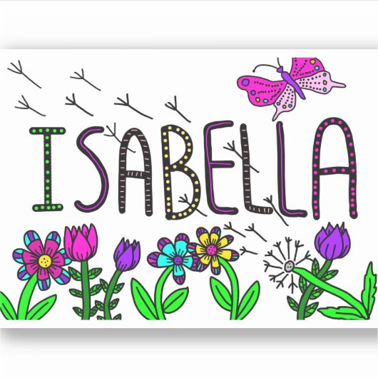Sticker Isabella - Le nom Isabella dessin lunique (Devant)