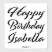 Sticker Isabella Nom Prénom Anniversaire de la Broderie no (Feuille)