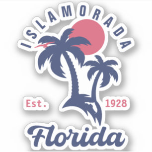 Sticker Islamorada Florida Palm Tree Beach Vintage FL 60s