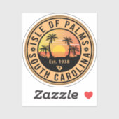 Sticker Isle of Palms Florida Retro Sunset Souvenirs 80s (Feuille)