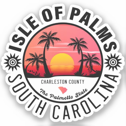 Sticker Isle of Palms SC Retro Sunset Souvenirs 60s (Recto)