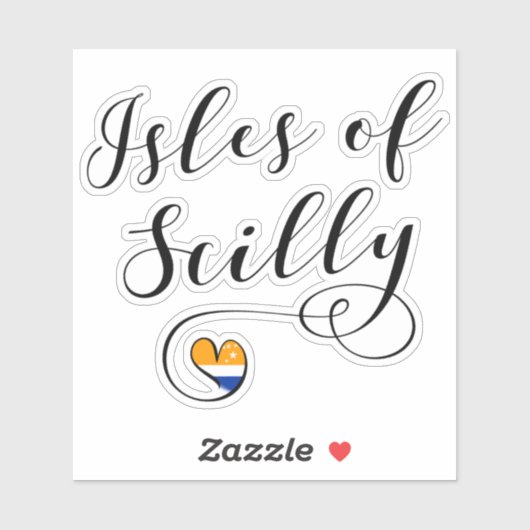 Sticker Isles of Scilly Drapeau in Heart (Feuille)