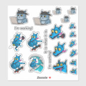 Sticker IT Cat and Quircky the blue dog. (Feuille)