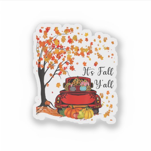Sticker It’s Fall Y’all Pumpkin Leopard Fall Season Autumn (Devant)