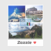 Sticker IT Sicile - Etna Volcano - Cefalu' - Taormina - (Feuille)