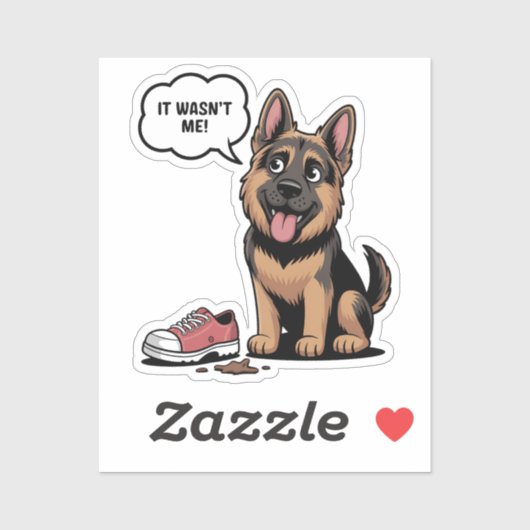 Sticker It Wasn't Me Funny German Shepherd Puppy Destroyed (Feuille)