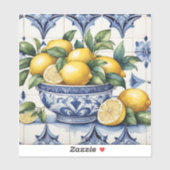 Sticker Italien Amalfi bleu carreaux blanc bol de citrons (Feuille)