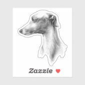 Sticker Italien Greyhound Whippet portrait de chien dessin (Feuille)