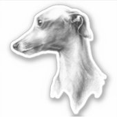Sticker Italien Greyhound Whippet portrait de chien dessin (Devant)
