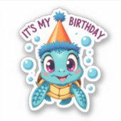 Sticker It's My Birthday Cute Sea Turtle Ocean Birthday Pa (Devant)